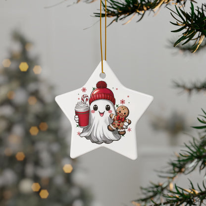 Christmas Ghost Ceramic Ornament