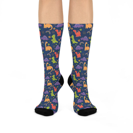 Dinosaur-themed Cushioned Crew Socks for Dinosaur Lovers