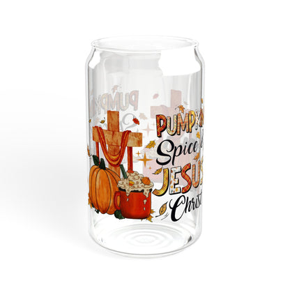 Pumpkin Spice and Jesus Christ Fall Sipper Glass, 16oz