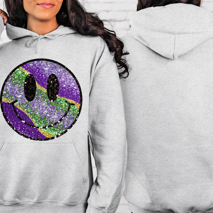 Mardi Gras Smiley Face Hooded Sweatshirt Hoodie