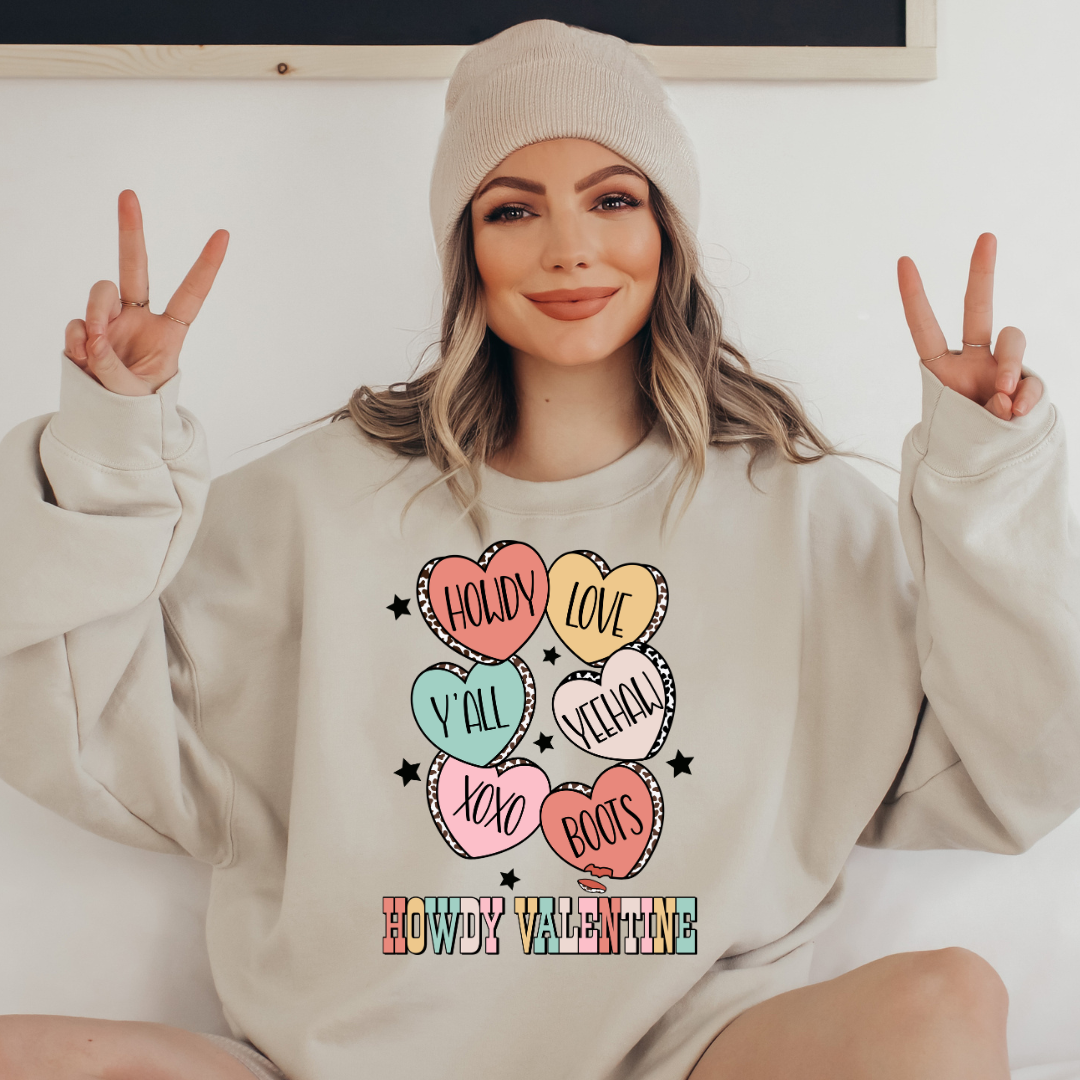 Howdy Valentine Conversational Hearts Sweatshirt