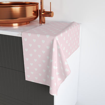 Coquette Pink and White Hearts Hand Towel