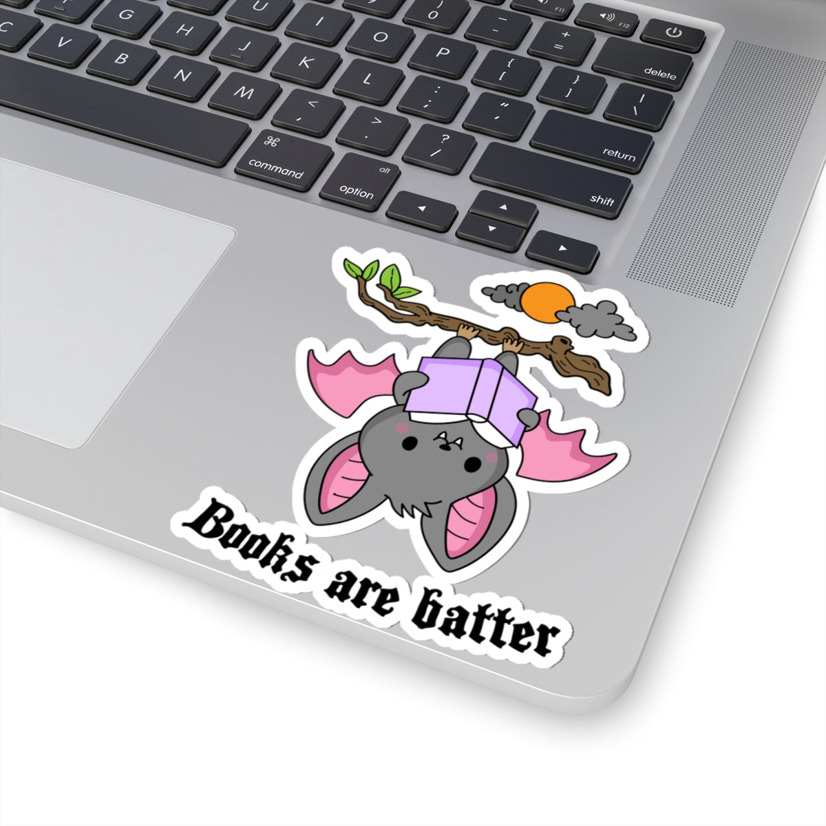 Cute Bat Reading Kiss-Cut Stickers