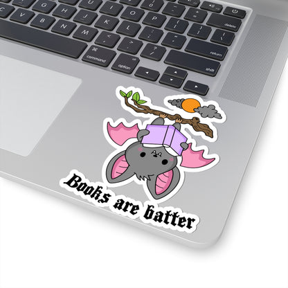 Cute Bat Reading Kiss-Cut Stickers