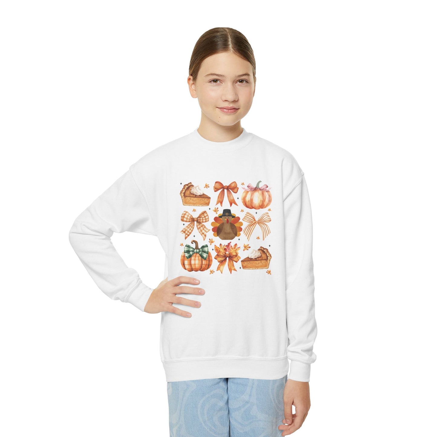 Coquette Thanksgiving Turkey Youth Crewneck Sweatshirt