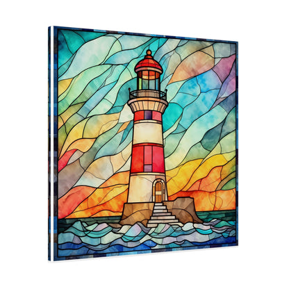 Stained Glass Lighthouse Wall Art Matte Canvas