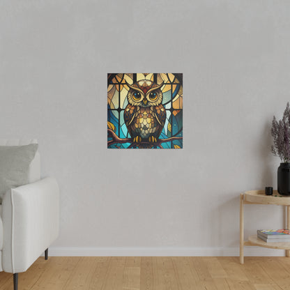 Stained Glass Owl Wall Art Matte Canvas