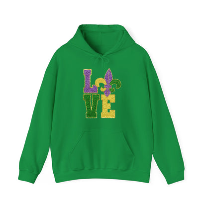 Mardi Gras LOVE Smiley Face Hoodie Sweatshirt