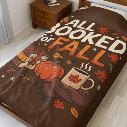 All Booked for Fall Velveteen Fleece Blanket