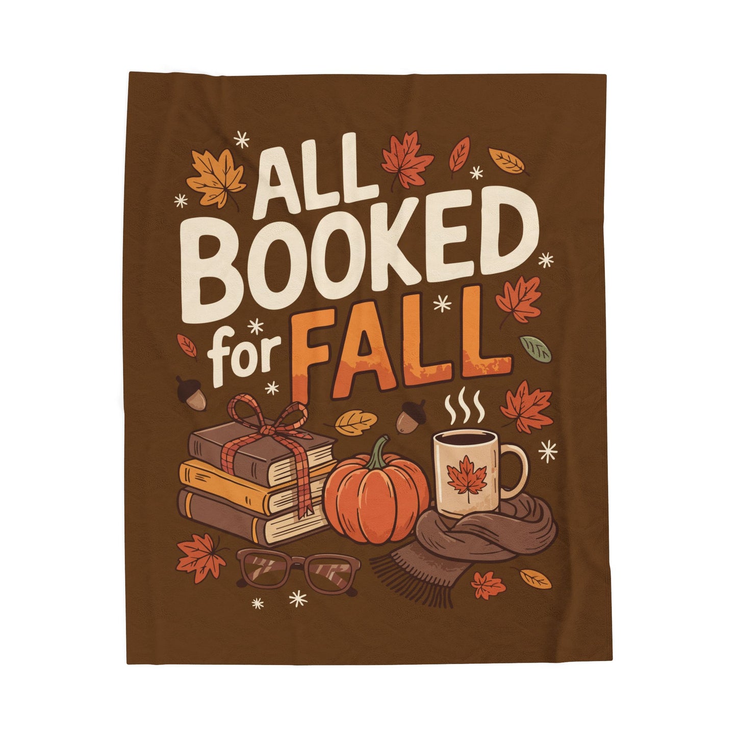 All Booked for Fall Velveteen Fleece Blanket