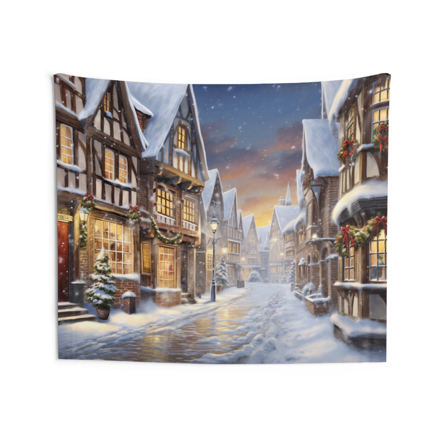 Snowy Christmas Village Tapestries