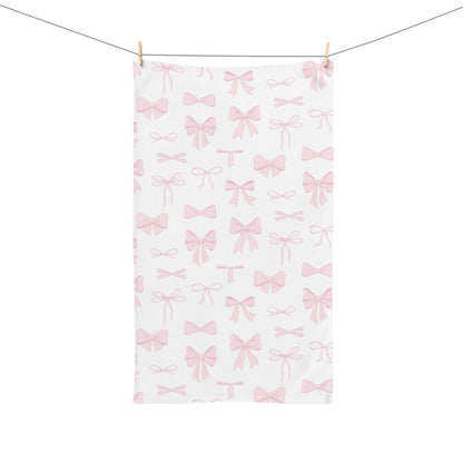 Coquette Pink Bow Hand Towel