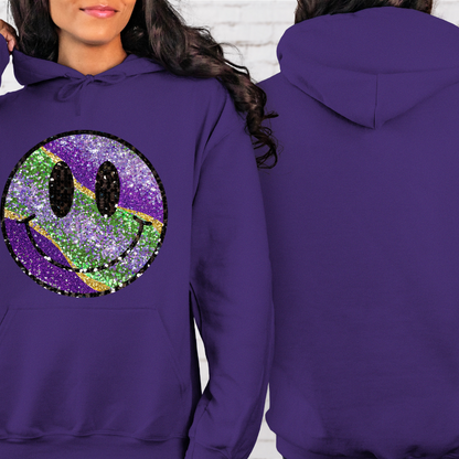 Mardi Gras Smiley Face Hooded Sweatshirt Hoodie