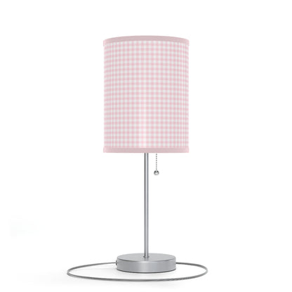 Coquette Pink and White Checked Lamp