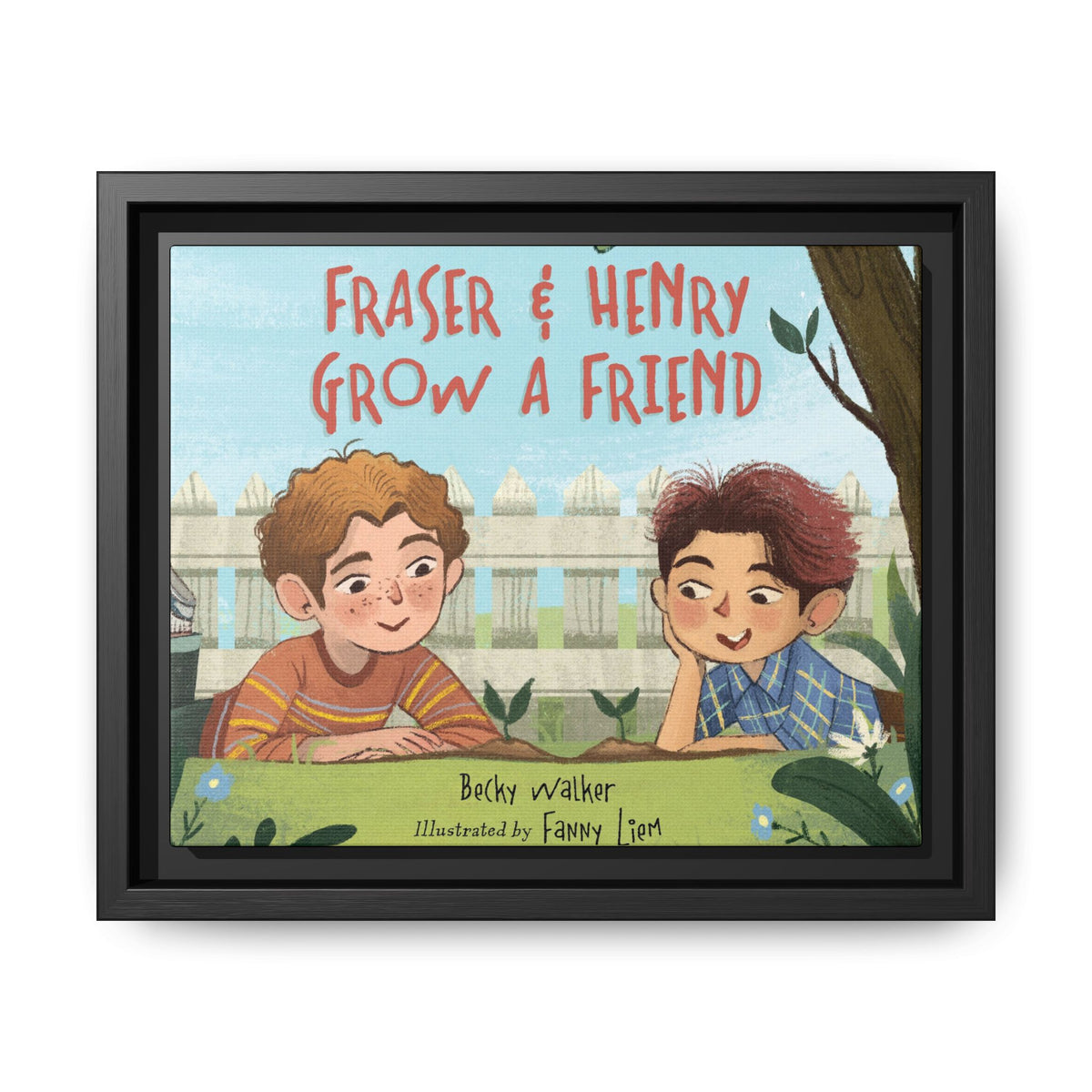 Framed Canvas Wall Art – Fraser & Henry Grow a Friend Children’s Book Illustration