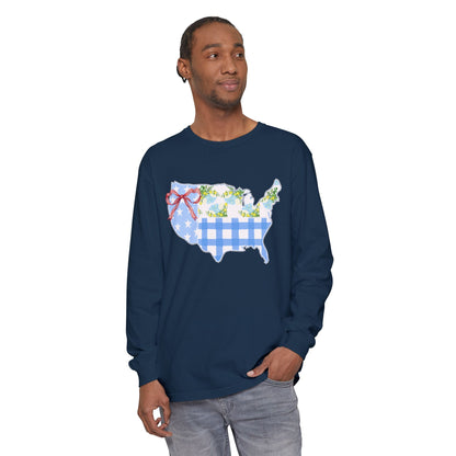 Cozy Quilted USA Long Sleeve Tee