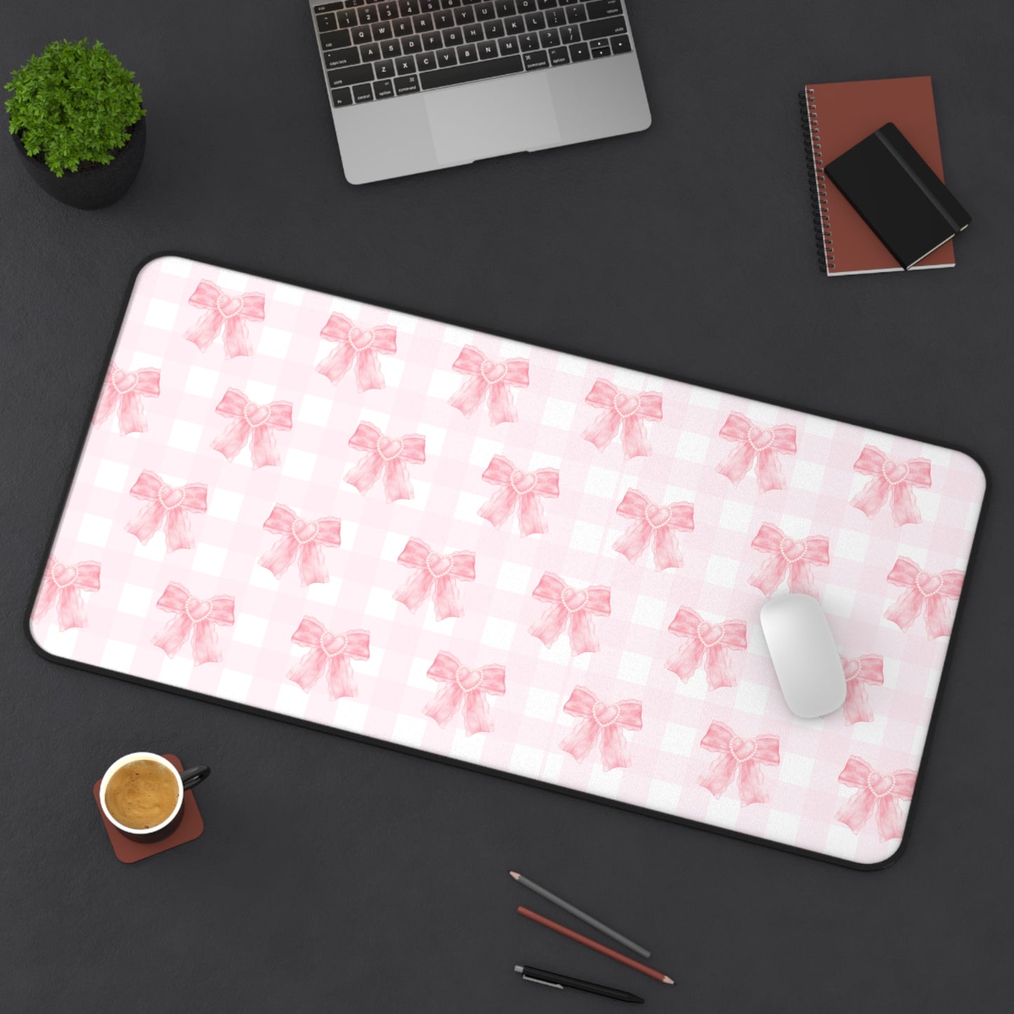 Coquette Pink Bow Dorm Decor Desk Mat