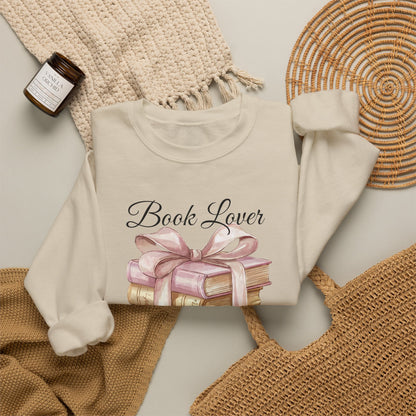 Book Lover Sweatshirt — Stack of Books with Ribbon Graphic