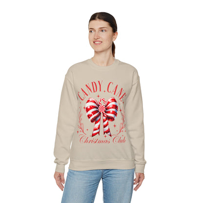 Candy Cane Christmas Coquette Bow Sweatshirt