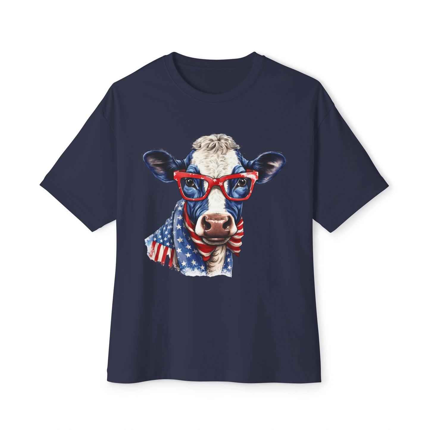 Patriotic Cow Unisex Oversized Boxy Tee