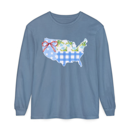 Cozy Quilted USA Long Sleeve Tee