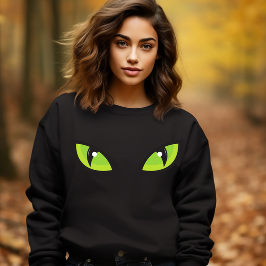 Spooky Cat Eyes Halloween Sweatshirt