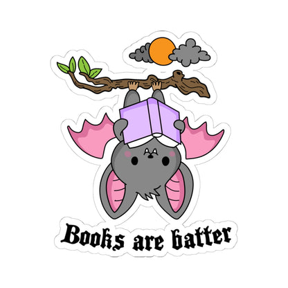 Cute Bat Reading Kiss-Cut Stickers