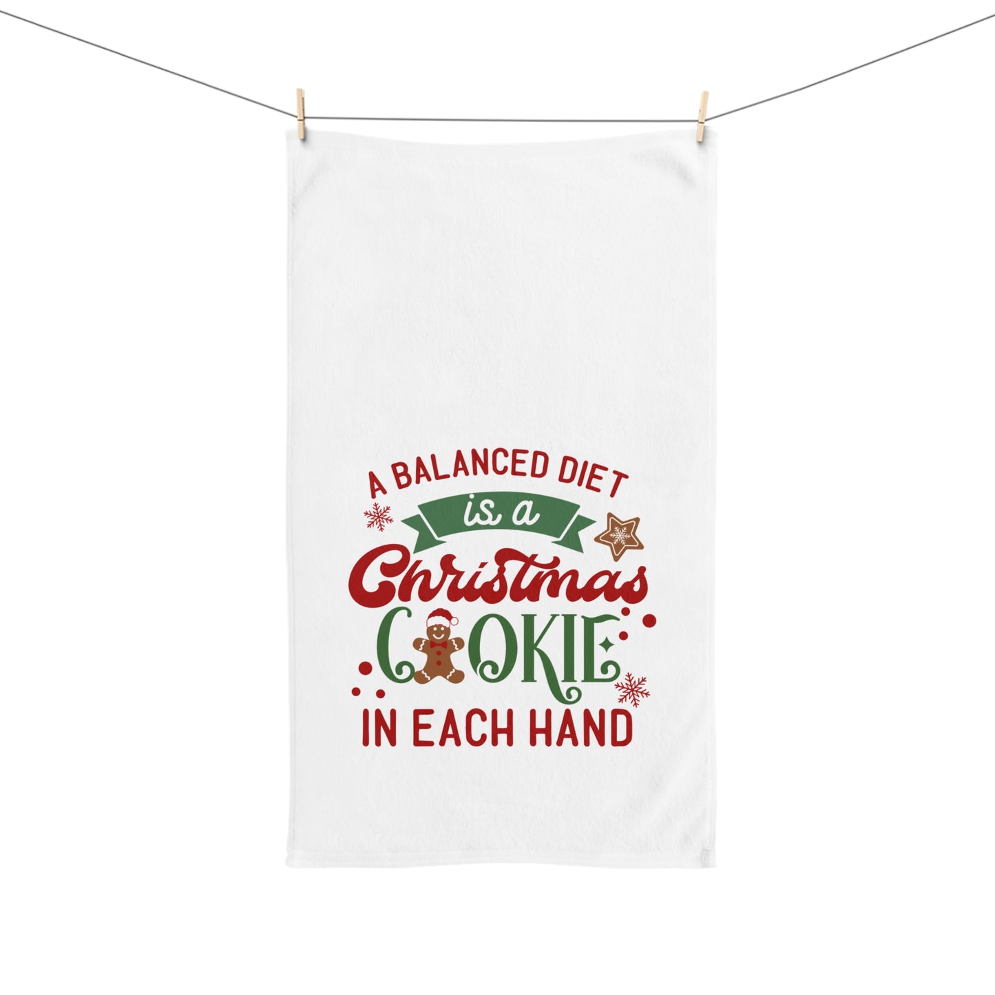 A Balanced Diet is a Christmas Cookie in Both Hands Hand Towel