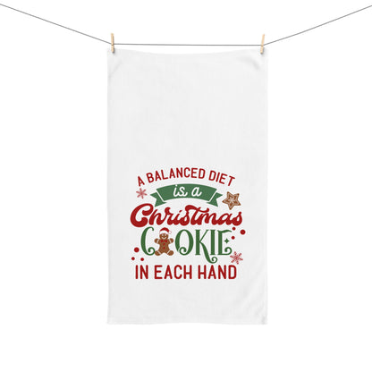 A Balanced Diet is a Christmas Cookie in Both Hands Hand Towel