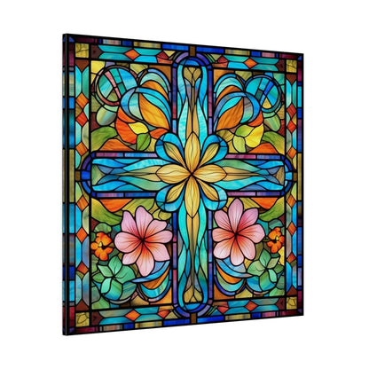 Stained Glass Cross Wall Art Matte Canvas