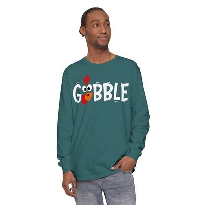 Gobble Thanksgiving Unisex Garment-dyed Long Sleeve T-Shirt