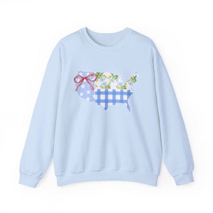 Patriotic U.S. Floral Crewneck Sweatshirt