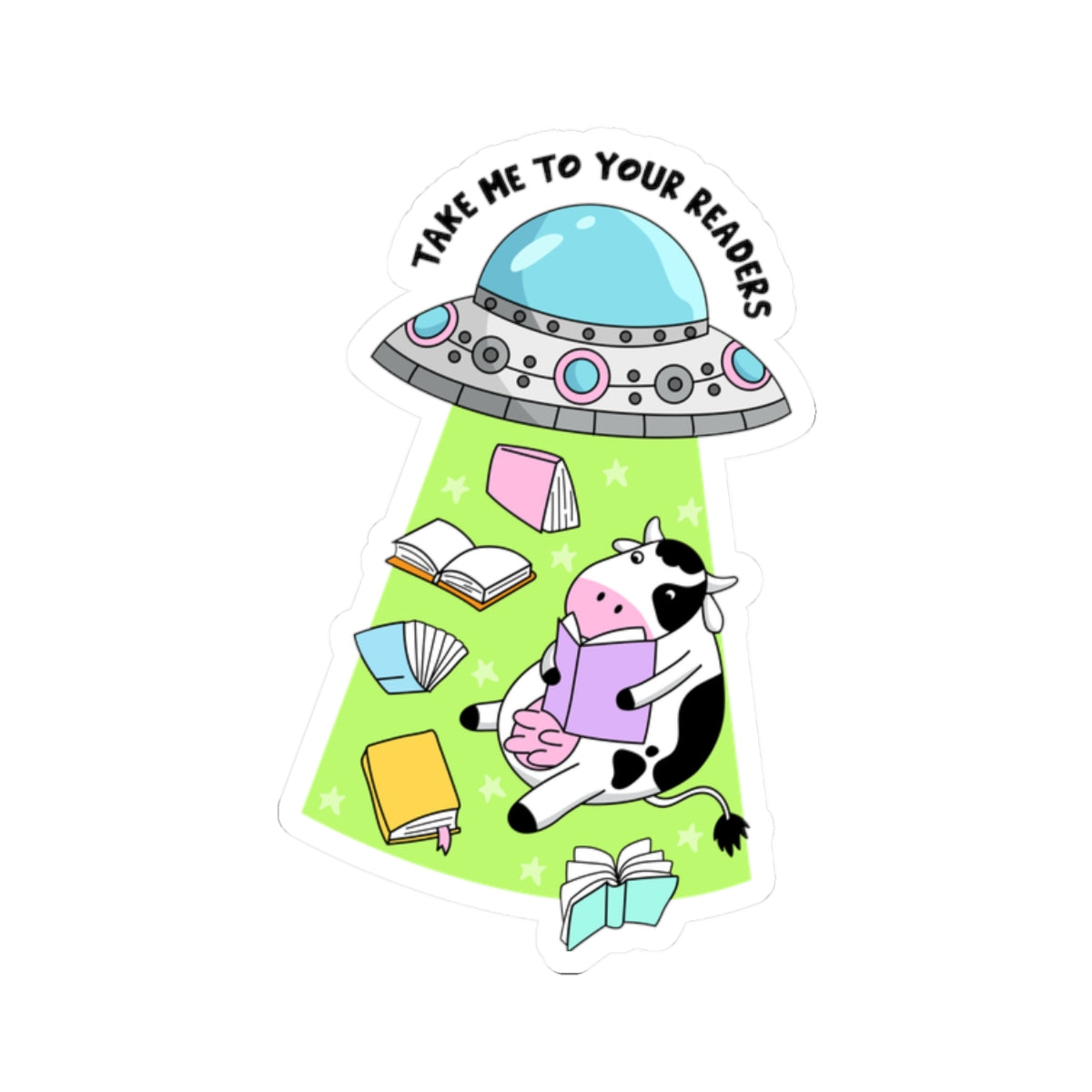 Book Lover Cow Reading Kiss-Cut Stickers