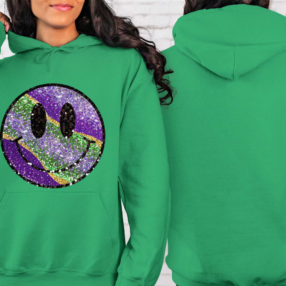 Mardi Gras Smiley Face Hooded Sweatshirt Hoodie