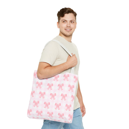 Girlie Pink Coquette Bow Tote Bag