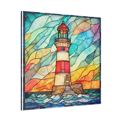 Stained Glass Lighthouse Wall Art Matte Canvas