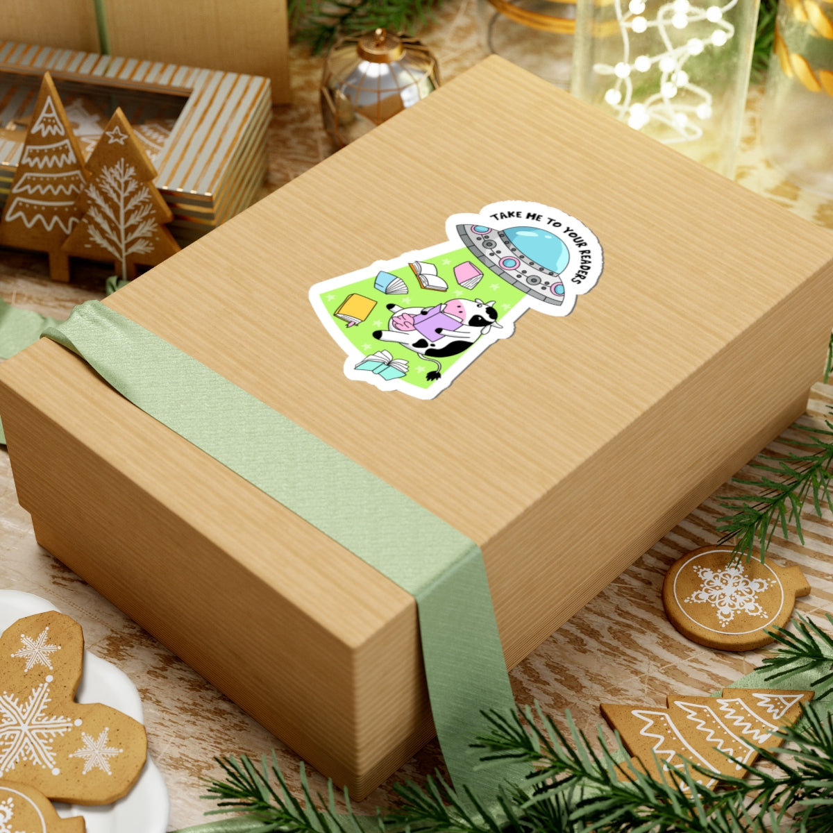 Book Lover Cow Reading Kiss-Cut Stickers