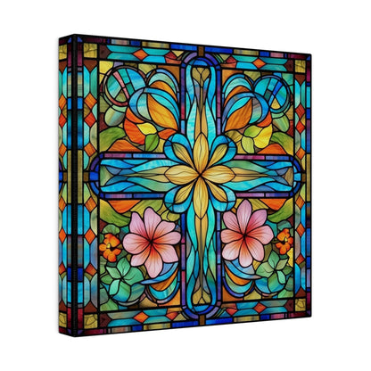 Stained Glass Cross Wall Art Matte Canvas