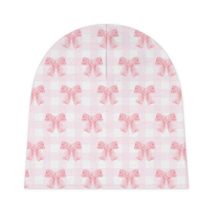 Coquette Pink Bow Baby Girl Beanie