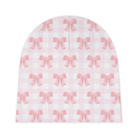 Coquette Pink Bow Baby Girl Beanie