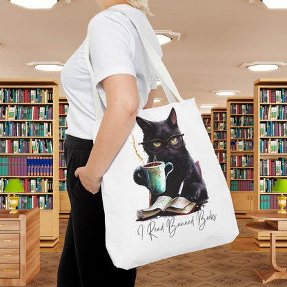 I READ BANNED BOOKS BLACK CAT Tote Bag