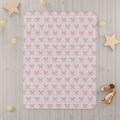 Coquette Girl Pink Bow Toddler Blanket