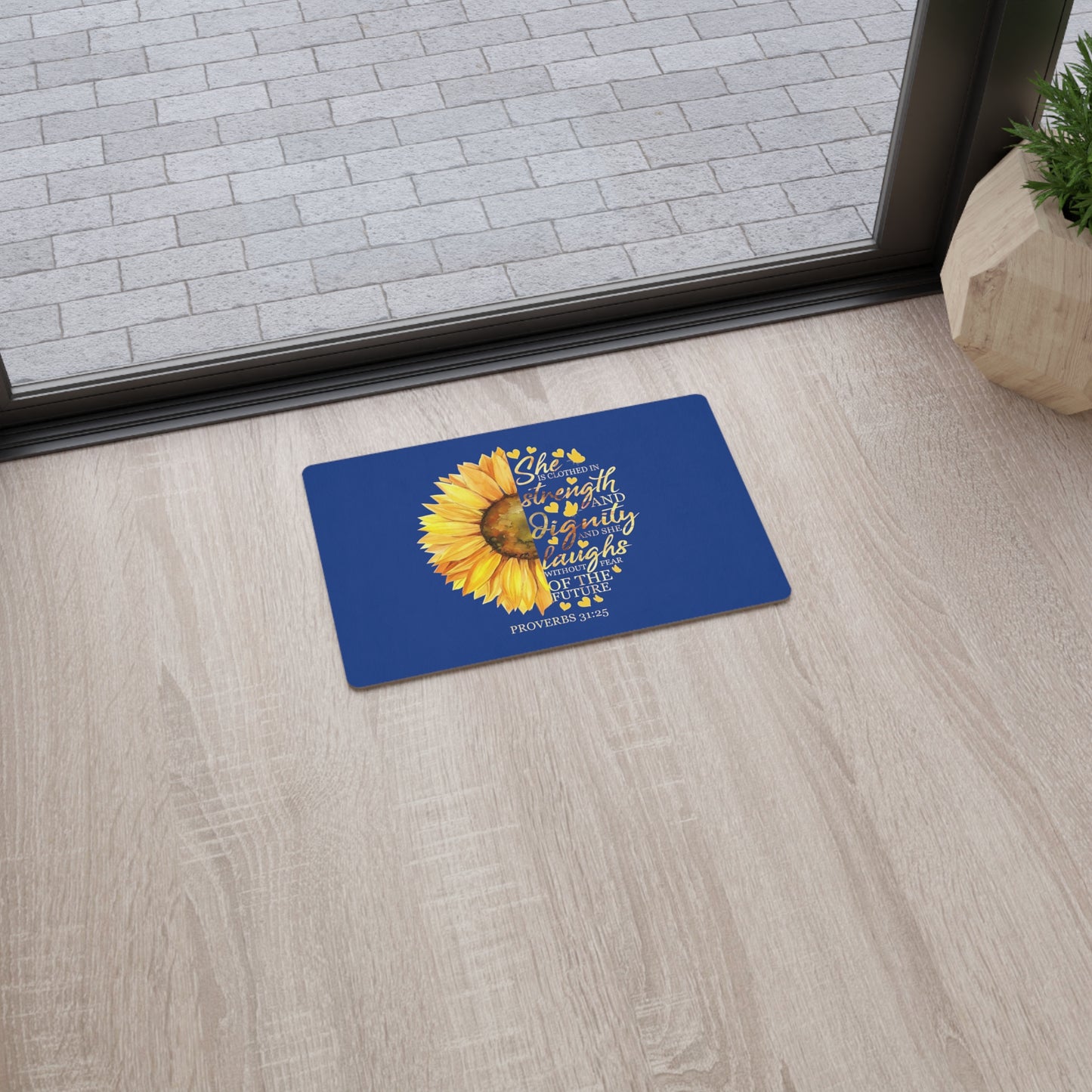 Strong Woman Sunflower Floor Mat