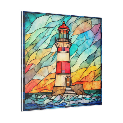 Stained Glass Lighthouse Wall Art Matte Canvas