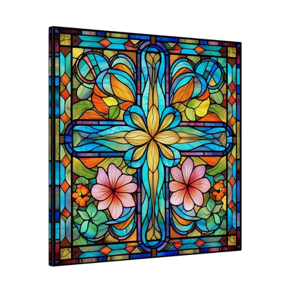 Stained Glass Cross Wall Art Matte Canvas