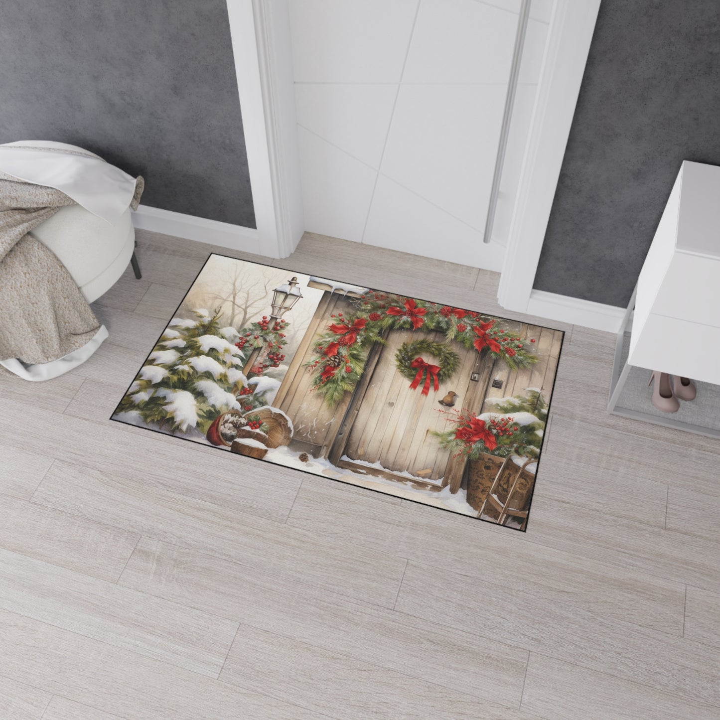 Snowy Cottage Floor Mat