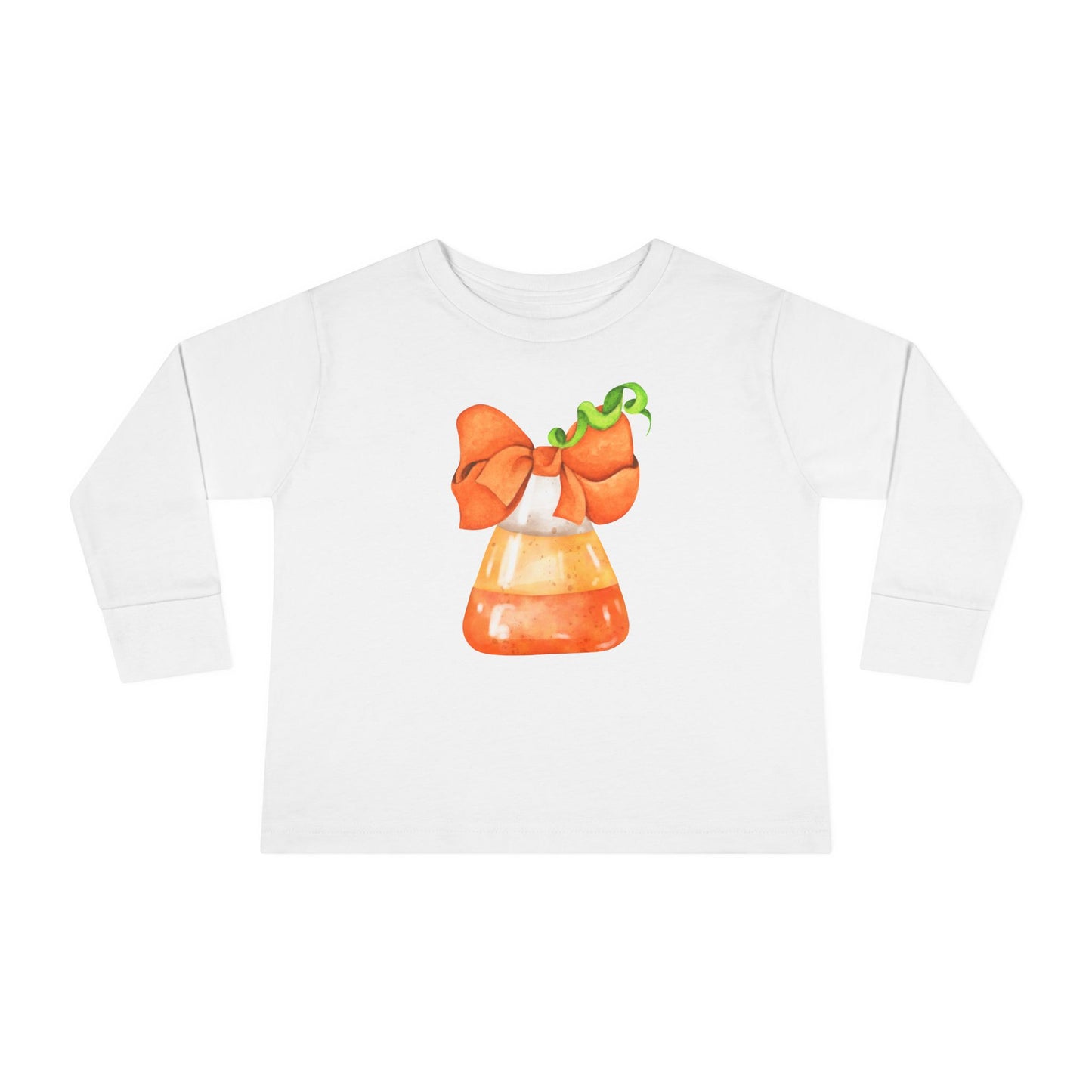 Candy Corn Coquette Halloween Toddler Long Sleeve Tee