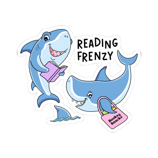 Book Lover Reading Frenzy Shark Laptop Stickers