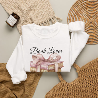 Book Lover Sweatshirt — Stack of Books with Ribbon Graphic