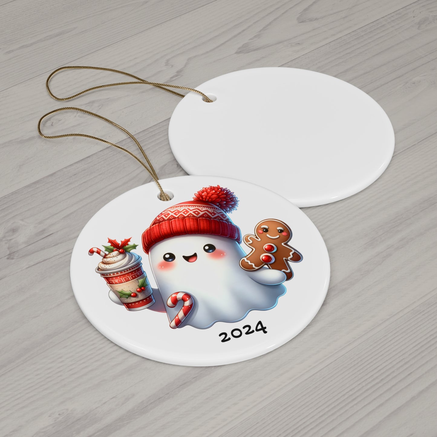 Holiday Ghost Ceramic Ornament